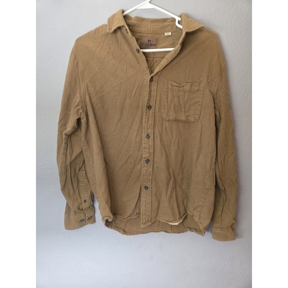 Woolrich Men's Size Medium Brown Button Up 100% Cotton Shirt
